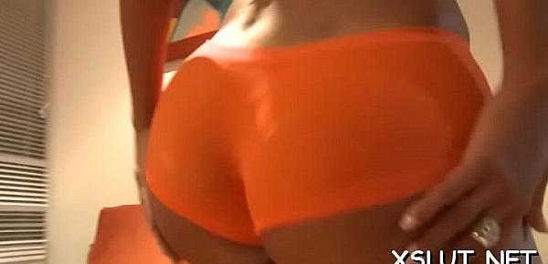  Curvaceous honey face sitting her thick ass on obedient man